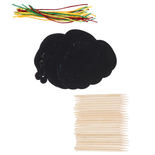 96Pièces À Gratter Créatives Papier Noir Fête 1