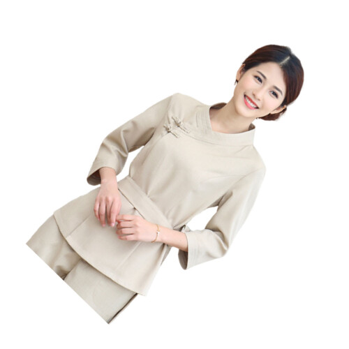 2Ensembles Costumes Spa Beige Style Chinois Soigné Et