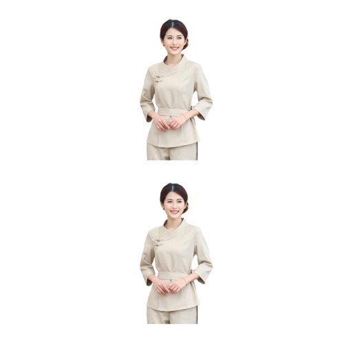 2Ensembles Costumes Spa Beige Style Chinois Soigné Et 2