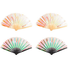 4Pcs Hand Fan Foldable Holographic Fan Bamboo Folding Hand Fan for Burlesque Music Festival Women Men Rainbow Pride