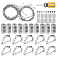 4Ensembles Câble Inoxydable Kit 30M Crochet Pince Argenté