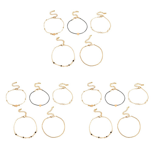 3Pièces Bracelets De Dorés Réglables Style Plage Durable 1