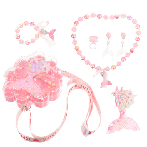 4Ensembles Bijoux Enfants Rose Collier Sirène Accessoires 1
