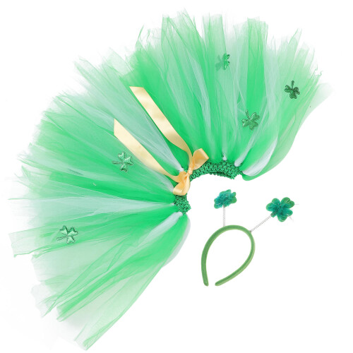 1Ensemble Tutu Vert Pour Coton Et Tulle Accessoire Trèfle