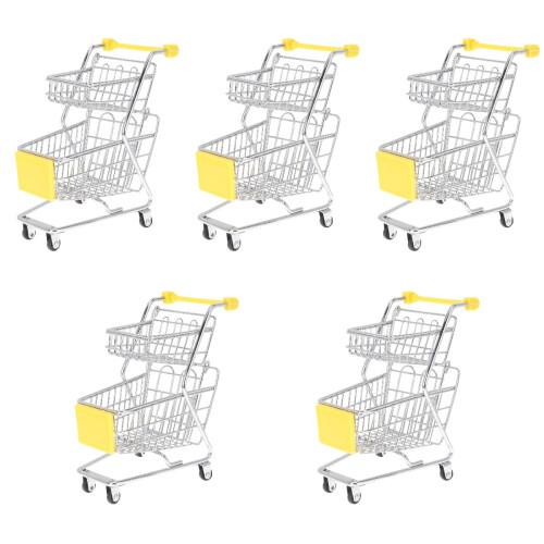 5Pièces Mini Chariot Supermarché Jouet Décoration Bureau 2