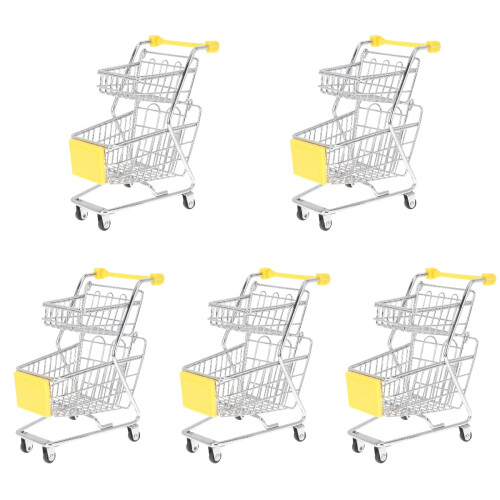 5Pièces Mini Chariot Supermarché Jouet Décoration Bureau 1