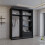MN Furniture Double Sliding Full Mirror Wardrobe Black 150cm 3