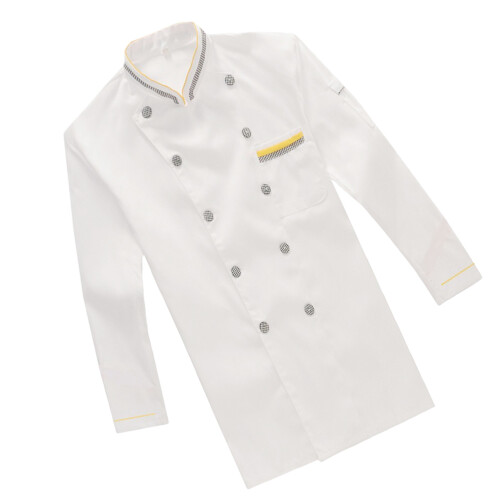 2Pièces Manteau Chef Manche Longue Résistant Coton Polyester 2