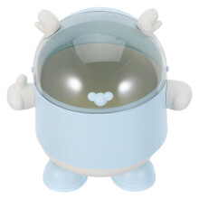 2Pcs Small Blue Plastic Trash Can Cute Mini Desktop Garbage Bin