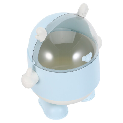 2Pcs Small Blue Plastic Trash Can Cute Mini Desktop Garbage Bin 2
