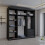 MN Furniture Double Sliding Full Mirror Wardrobe Black 200cm 3