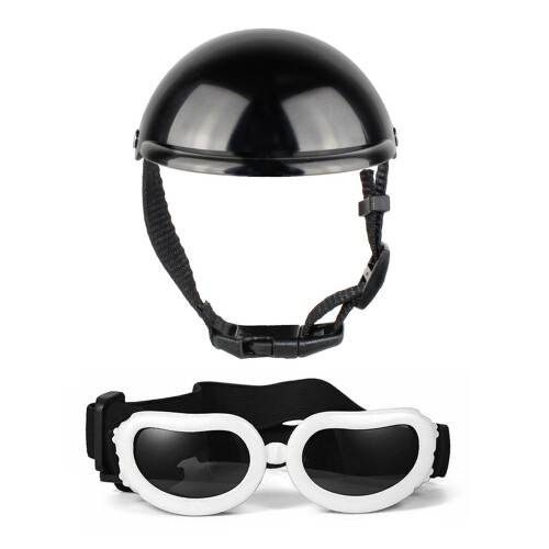 Ensemble couvre-chef et lunettes pour chien, casque pour-FM