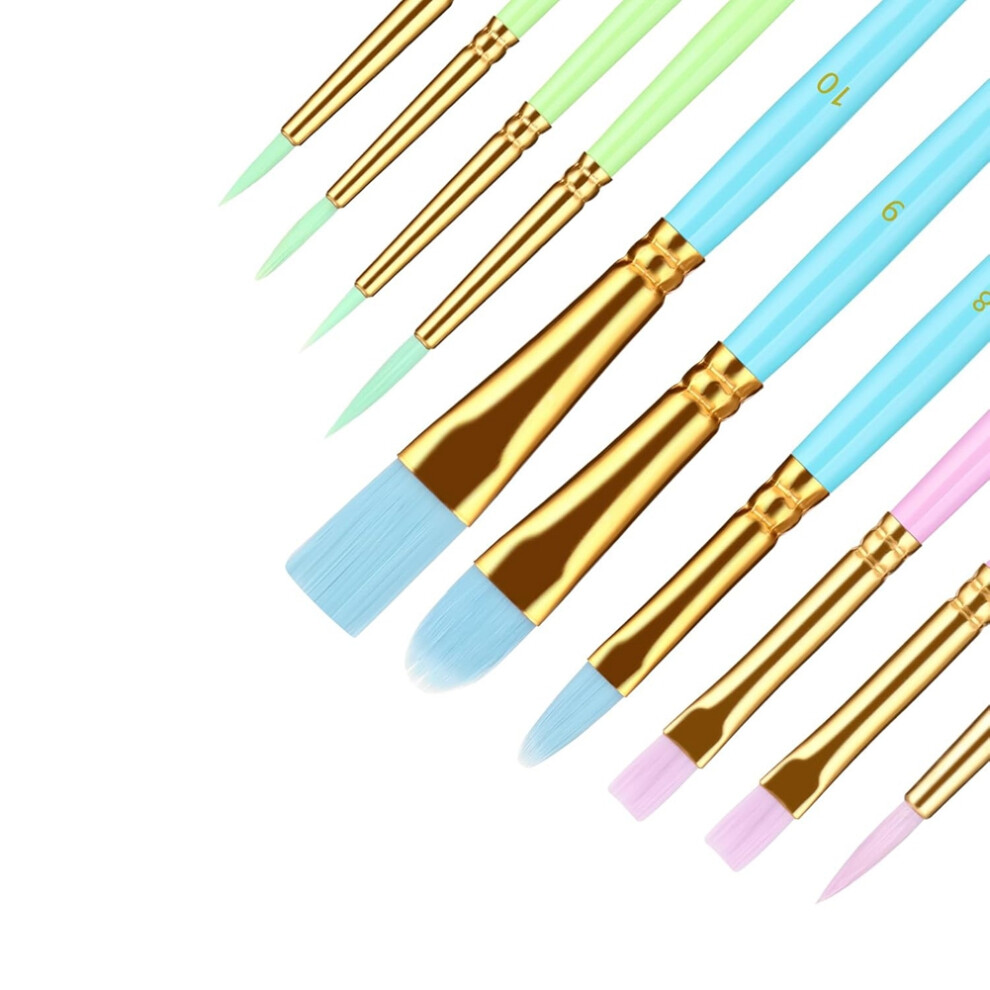 10 Pcs Artist Paint Brush Set,Pastel Watercolor Brushes Professional Face Paint Brushes Paint Brushes 6033967255262