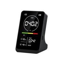 4-In-1-Digital-Luftqualitätsmessgerät, Wiederaufladbarer CO2-TVOC-Temperatur-Feuchtigkeitsmonitor, CO2-Detektor mit Alarm für Zuhause
