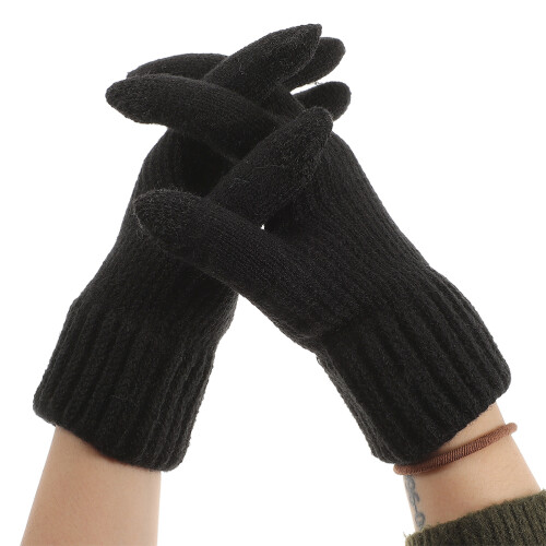 2Pairs Black Multipurpose Winter Windproof Full-Finger Riding Gloves 2