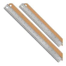 Regla de Metal con Respaldo de Corcho: (12+18 Pulgadas) Regla de Acero Inoxidable Reglas Antideslizantes con Pulgadas y CentíMetros