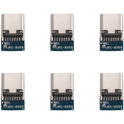 10 Pcs USB 3.1 Type C Connector 14 Pin Female Socket Receptacle Through Holes PCB 180 Vertical Shield USB-C1 1