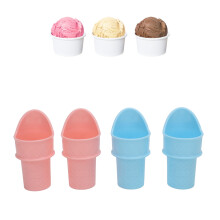 Set da 4 pezzi: supporti per cono gelato e cucchiai in PP, congelabili.