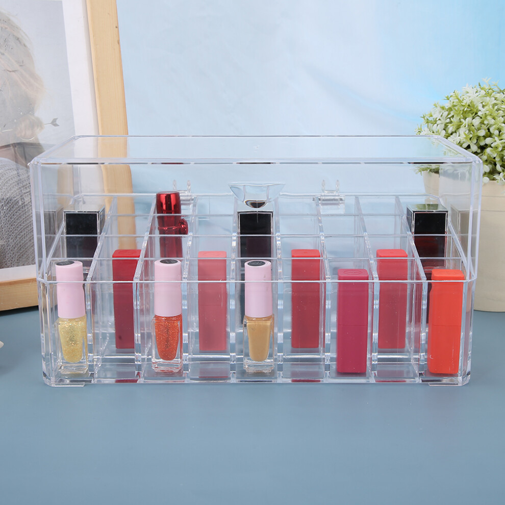 36-Grid Clear Acrylic Lipstick Storage Case Organizer 25x12x13cm
