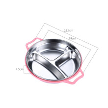 Toddler Dinner Plate 3 Compartment Pink Stainless