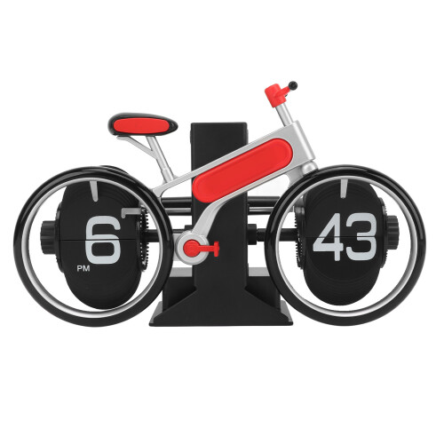Creative Bicycle Flip Clock, 12-Hour Red Desktop Stress Relief Toy 2