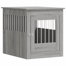 Móvel de gaiola para cães - HELLOSHOP26 - Sonoma - 64,5 x 80 x 71 cm - Aço e madeira de engenharia - Cinza