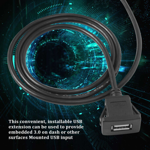 Car Dash board Flush Mount USB Male to Female Socket Extension Panel Cable 1M 2