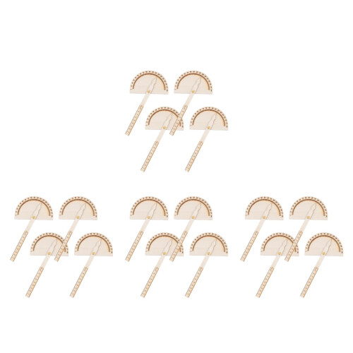 16Pièces Rapporteur En Bois Beige Ensemble Angle Mesure Pour Étudiants 2