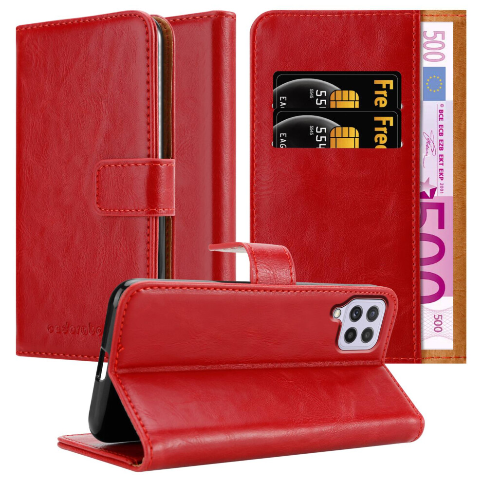 Cadorabo (Red) Case For Samsung Galaxy A22 4G / M22 / M32 4G Cover Book Wallet Protection Pu Leather Flip Magnetic Luxury Etui Red
