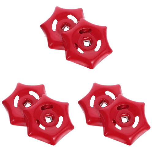 6Pcs Red Iron Spigot Handle Durable Valve Replacement Wheel 2