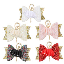 5Pièces Barrettes PU Coloré Glitter Ballet Clips Fille