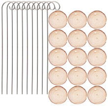 3Sets Round Wooden Plant Markers Metal Reinforced for Indoor & Outdoor