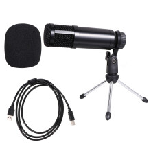 2Sets Black USB Microphone for Pc with Stand Noise Isolating Design