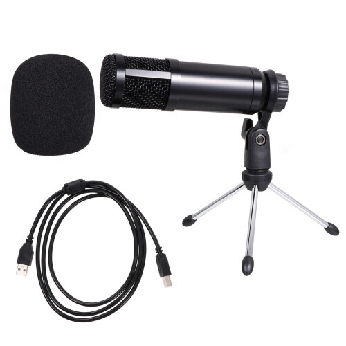 2Sets Black USB Microphone for Pc with Stand Noise Isolating Design