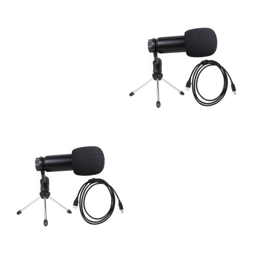 2Sets Black USB Microphone for Pc with Stand Noise Isolating Design 2