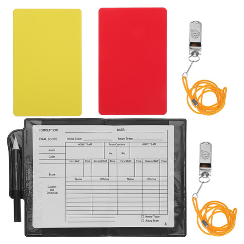 4Sets Referee Accessory Kit Soccer Cards Metal Whistles Notepad Pen 2