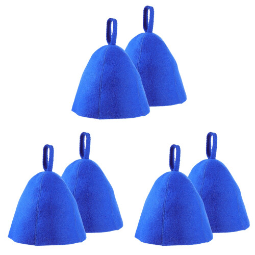 6Pcs Blue Wool Sauna Hats Practical Bath Accessories for Sauna Use 2