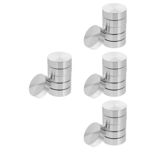 24Pcs Silver Aluminum Discs Thick Round Glass Table Adapter 1