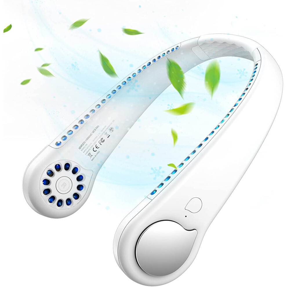 Rechargeable Bladeless Neck Fan, Hands-Free Wearable Design, Twin-Turbine Fan Blades, Quiet Operation, 360 All-Round Airflow, Portable Neck Fan For 9468298995711