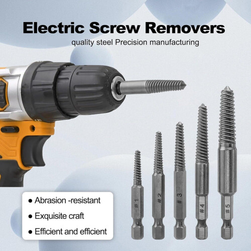 Screw Extractor Set,10 Pcs Screw Extractor,1/4inch Hex Shank Broken Screw Extractor,Screw Remover & Extractor Bit Set 2