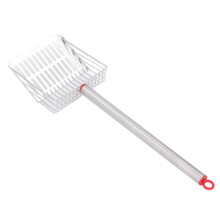 Pala para arena de gatos mango largo metal rojo desmontable