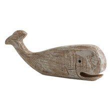 Sculpture de Baleine en Bois Décoration Nautique Cadeau de Pendaison de Crémaillère Statue de Bureau Entrée Bureau Statue D'Animal en Bois