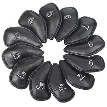 12st Golfklubböverdrag, Golfhuvudöverdrag, Svart Iron Headcovers Skyddstillbehör för de Flesta Golfklubbar