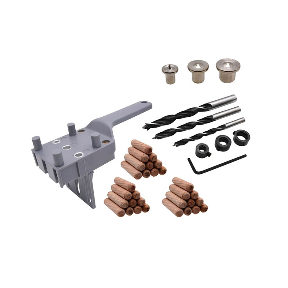 41Pcs 6/8/10Mm Drill Bit Woodworking Dowel Jig Drilling Doweling Hole Saw Drill Guide Hole Locator Gray 6034227955441