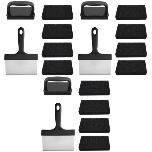 3Ensembles Outils Nettoyage Barbecue Spatule Noir Acier 2