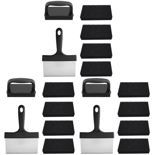 3Ensembles Outils Nettoyage Barbecue Spatule Noir Acier 1