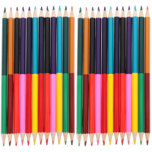 24Pièces Crayons Bois Multicolores Solides Durables Pour Artistes 2