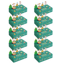 10pcs Christmas Cookie Boxes 3D Animal Design Foldable-Green
