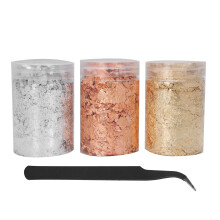 Vibrant Colors Metallic Leaf For Resin Jewelry Making, Premium Gold Foil Flakes With Shiny Textured Effect, Suitable For Nail Art Painting Crafts
