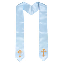Elegant Satin Clergy Stole with Cross Embroidery for Church Use